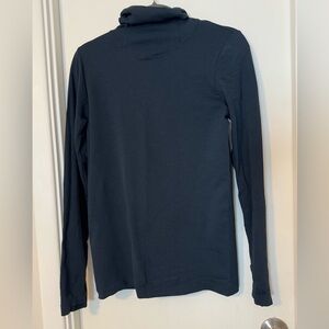 Athleta steel blue Long Sleeve Turtleneck Top with hood size medium